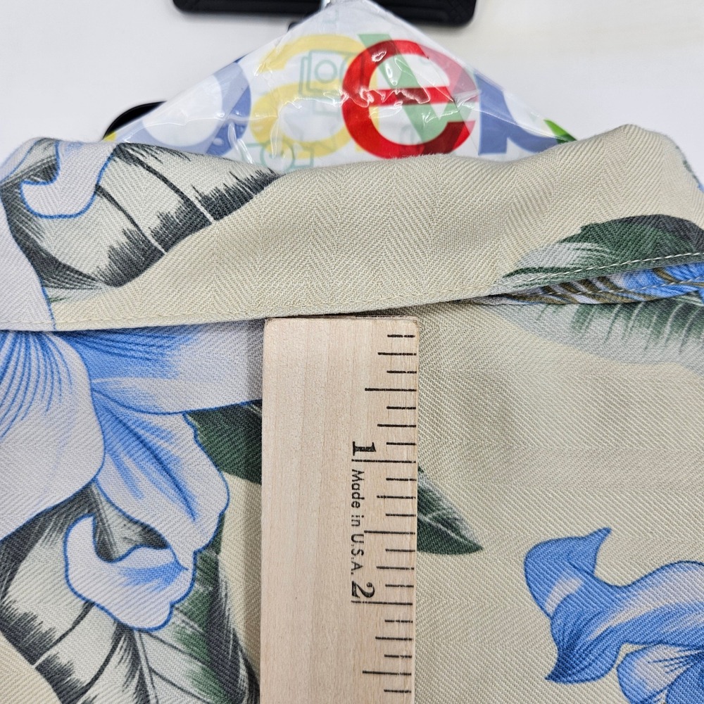 Tommy Bahama Shirt Mens Large Floral Silk Hawaiian Camp‎ All Over Print Cream - Picture 4 of 9